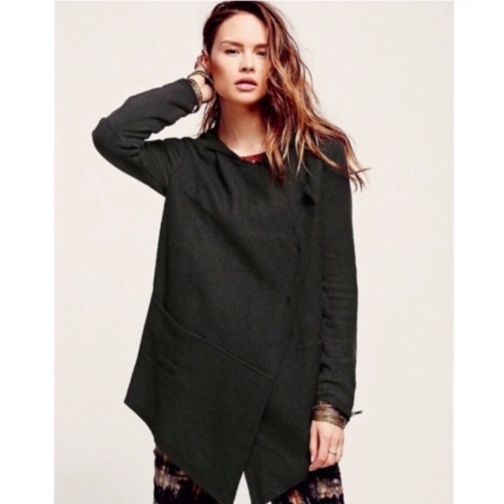 Free People Black Drippy Wool Jacket XS - Picture 2 of 10